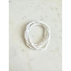 White beaded stretch bracelet set